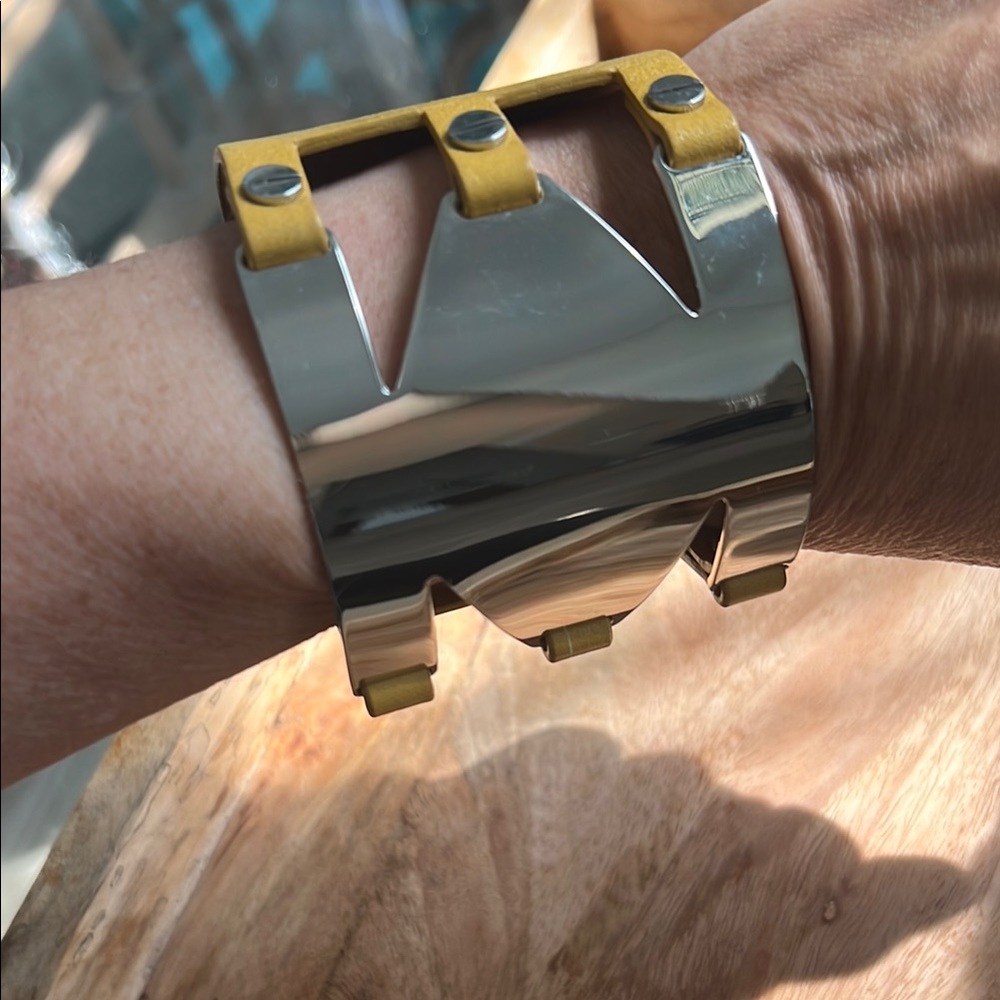 Yellow and Silver Cuff Bracelet